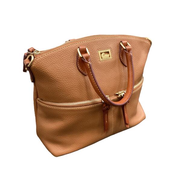 Dooney &Bourke Handbag Women’s 1Size GenuineLeather Logo 2 Handles Zipper Camel - Picture 5 of 10